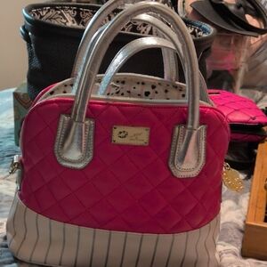 Betsey Johnson Pink and Silver Quilted Satchel Crossbody